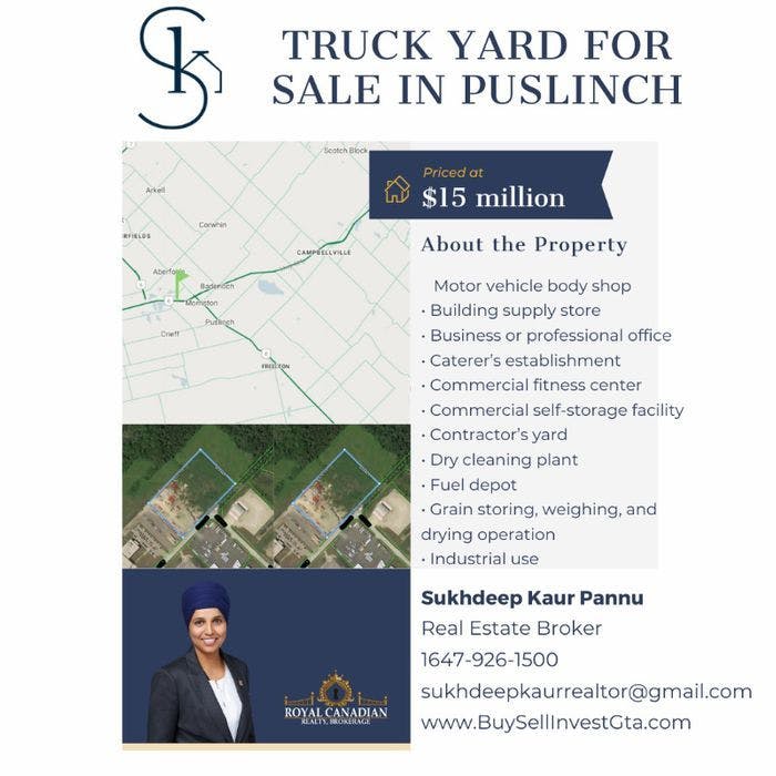 Truck Yard For Sale In Puslinch Ontario