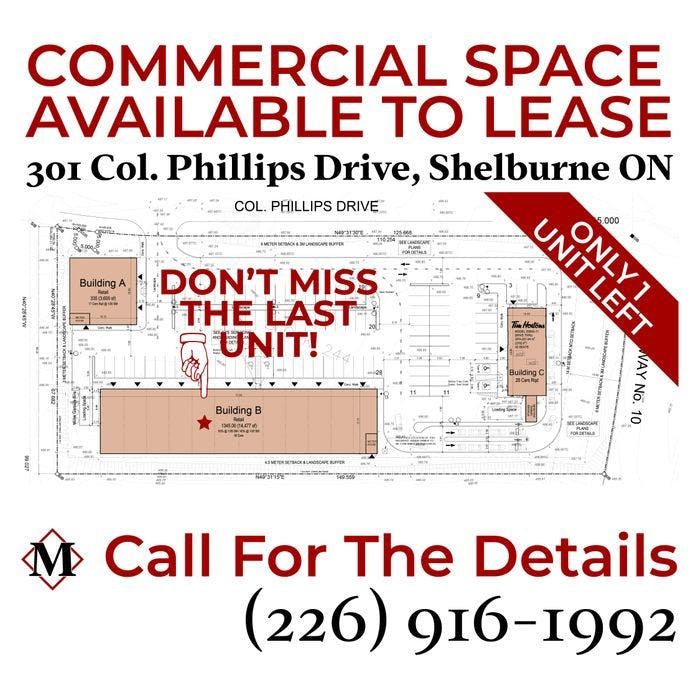 Commercial Space For Lease in Shelburne Ontario