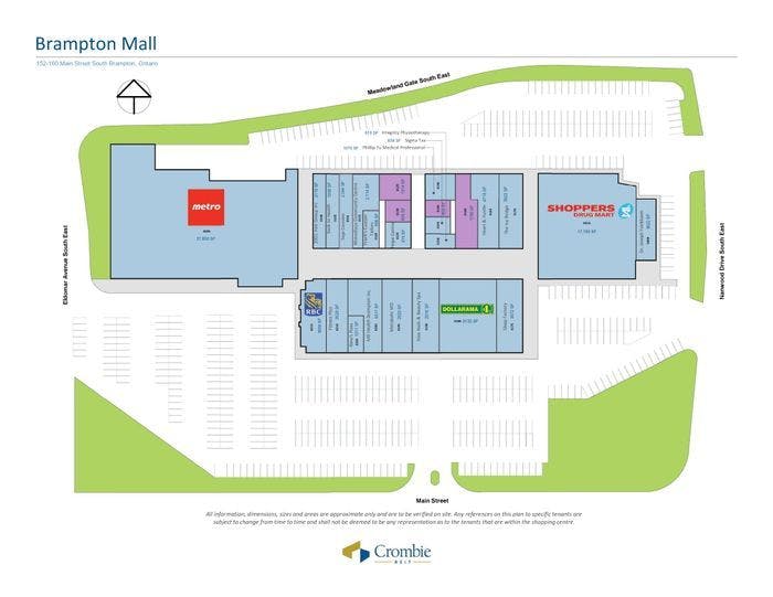Retail and Office space for lease in Brampton Mall